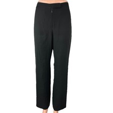 Giorgio Armani Borgo 21 Black 100 Silk Straight High Waist Trousers Pants Sz 40