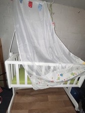 Baby Wiege / Stubenwagen mit Matratze, Kissen, Decke & Himmel.Weiß.Top Zustand