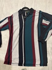 Vintage Knights Of The Round Table Rugby Shirt Mens 2XL Green Navy Striped 90s