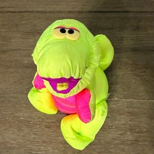 Vintage 1992 Fisher Price Dino-Roars Neon Green Pink Puffalump Dinosaur Plush