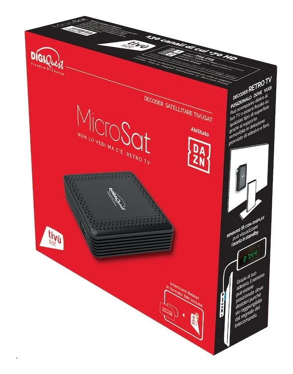 Digiquest Decoder TIVUSAT Microsat Retro Black RICD1248 DVB-S2 - Immagine 2 di 4