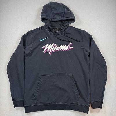Nike Miami Heat Hoodie Mens Large Black NBA Vice City Basketball Pullover