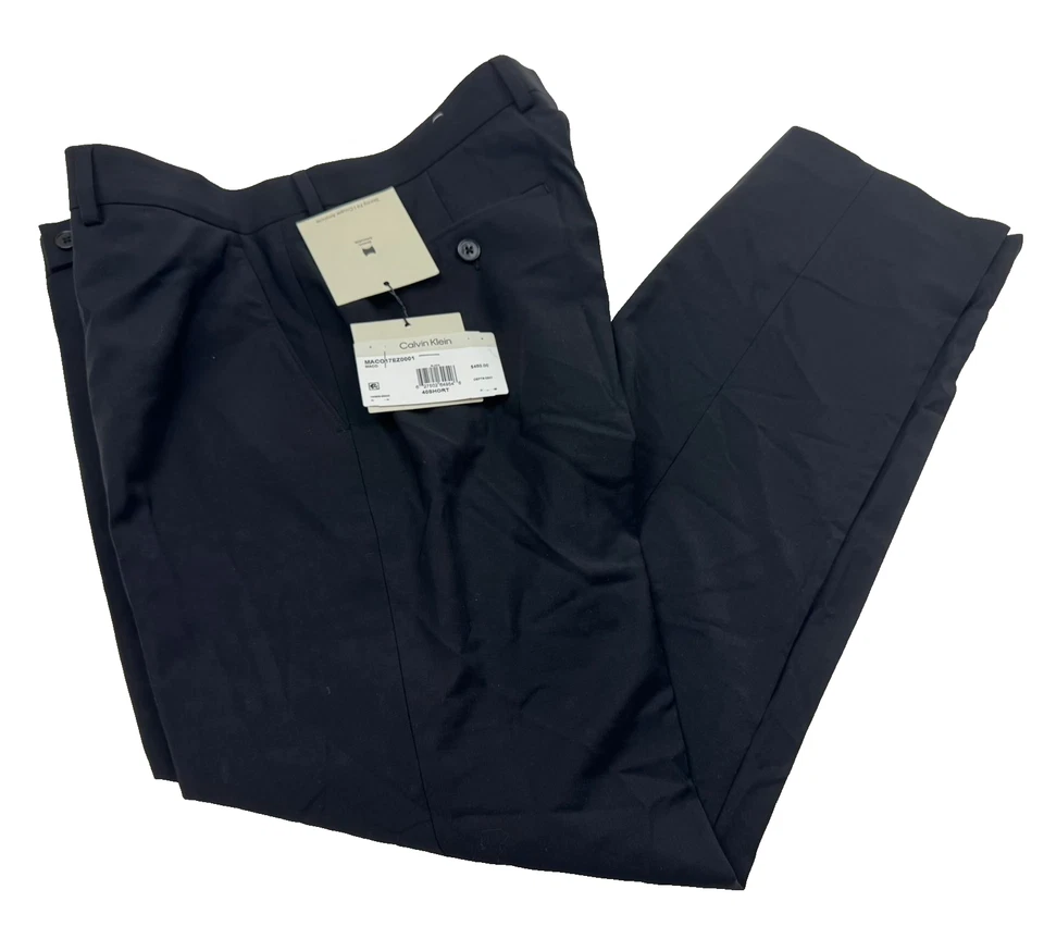 $200 NUEVO CALVIN KLEIN Hombres 34x30 Negro Ajustado Elástico Vestido Pantalones/Pantalones Foto 2 de 4