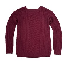 Peruvian Connection 100 Royal Alpaca Sweater Burgundy Weave Small