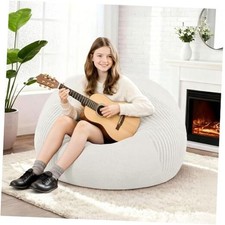 Bean Bag Chairs Teardrop Chair with Memory Foam Filled Soft 2FT Stripe White