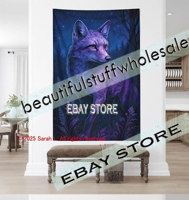 Wolf Wall Tapestry Mystic Twilight Forest Decor banner dorm 59X82 in