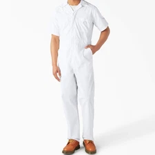 Dickies Men's Short Sleeve Coveralls in White Color in size Small Regular