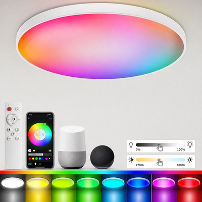 Smart LED Deckenleuchte dimmbar WiFi RGB Farbwechsler Sprachsteuerung Alexa App