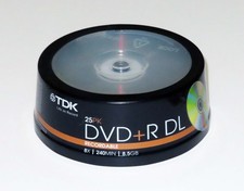 TDK 25-Pack 8X DVD R DL Writable DVD Discs 8.5GB 240 min   Sealed   FREE Ship