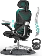 Ergonomic Mesh Office Chair, Adjustable Lumbar High Back Desk Chair 400Lbs, 4D F