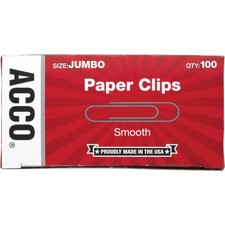 Jumbo Smooth Paper Clips 100 Clips per Box Office Supplies