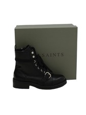 Image of AllSaints Women's Boots UK 4 Black Leather with Other Combat New with tags