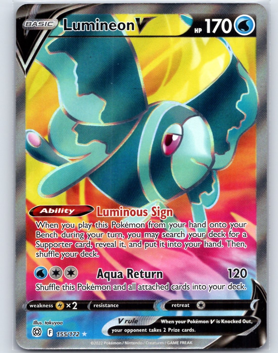 Lumineon V 155/172 Ultra Rare Brilliant Stars Pokemon Holo Near Mint