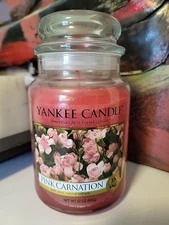 Yankee Candle PINK CARNATION 22 oz Original Large Single Wick Jar Candle