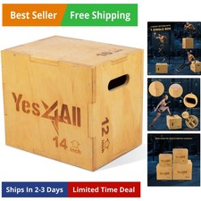 Plyo Box, 3-in-1 Wooden Box Jumps for Home Gym, 450 lbs Boxes Step Up with Sm...