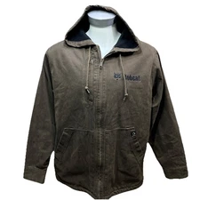 Dri Duck CUSTOM LOGO Bobcat Hooded Canvas Full Zip Work Jacket Men Size Large