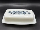 Vintage Pyrex Old Town Blue Butter Dish with Lid Onion Pattern Milk Glass *READ*