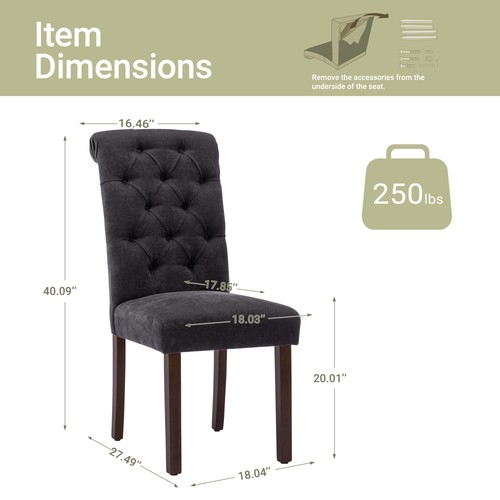 Dining Chairs Set of 2/4/6 Modern Upholstered Chair w/ Wooden Leg - Picture 26 of 52
