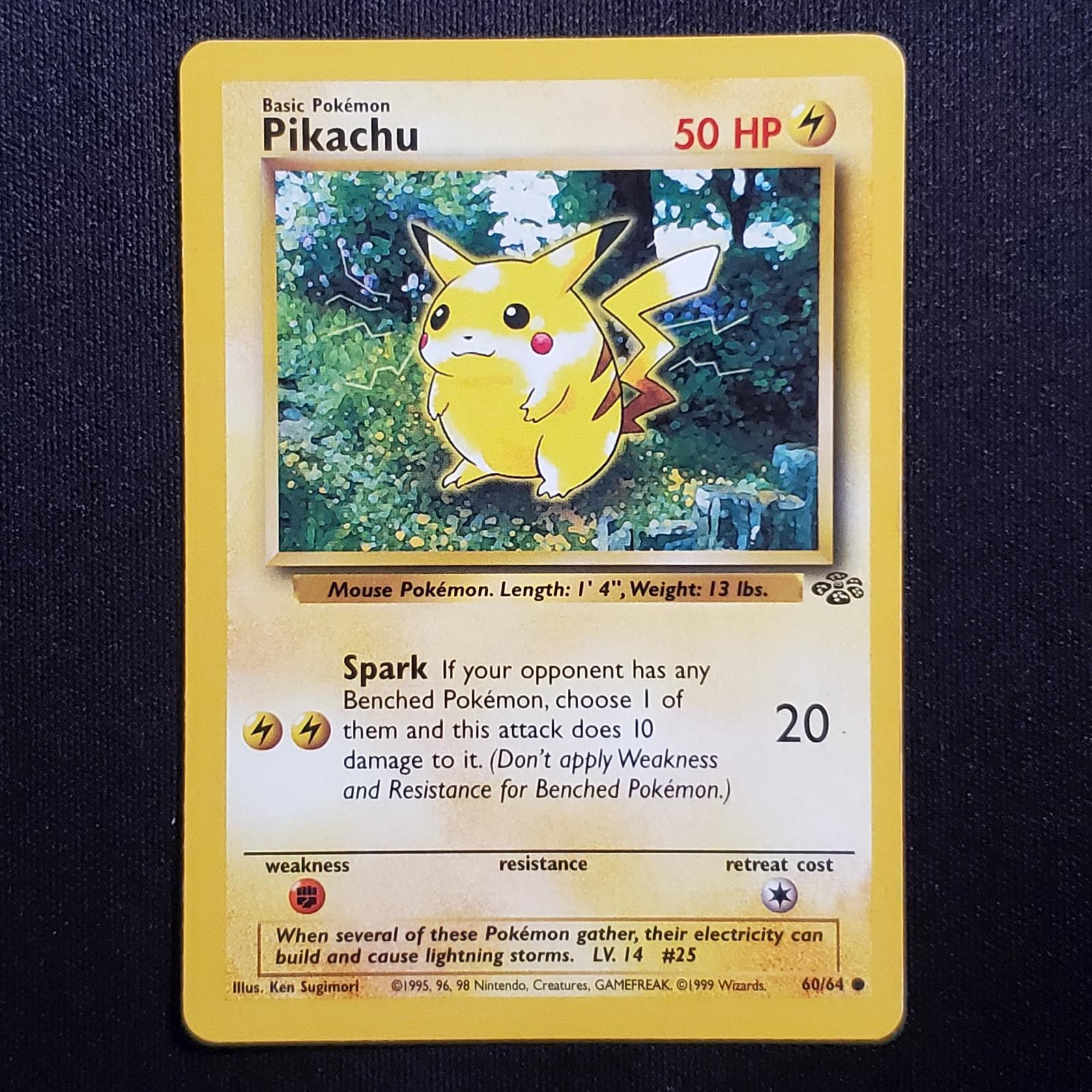Pikachu 60/64 Unlimited Common Jungle Pokemon Moderately Played