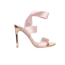 Lauren Lorraine Size 10 Dallas Metallic Rose Gold Stiletto Ankle Strap Heels NWT
