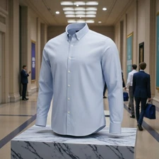 Ben Sherman Oxford Button-Down Shirt XL Light Blue Stretch Cotton Long Sleeve