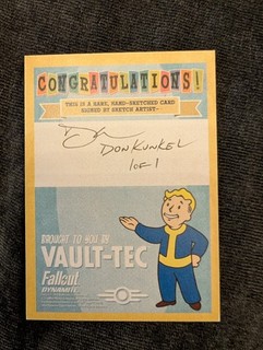 Carta da schizzo esclusiva 1/1 Fallout Hidden Vault Dogmeat Don Kunkel