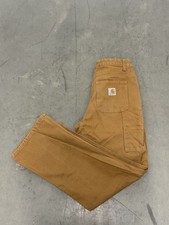 Carhartt Youth Boys Duck Canvas Work Pants Brown Utility Carpenter Size 16