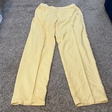 Liz Claiborne Lizwear VTG 90's Y2K Size 16 Linen Blend Yellow Pants Trousers