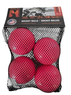 Mylec Street and Roller Hockey Balls No Bounce No. 118 Pink Sports Set of 4