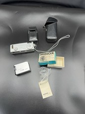 Minolta-16 MG Film Camera and MG Flash Leather Holder Case and Metal Lanyard