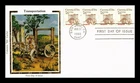 Dr Jim Stamps 7.6c Carreta 1770s Nonprofit Coil Strip of 4 Colorano Silk FDC