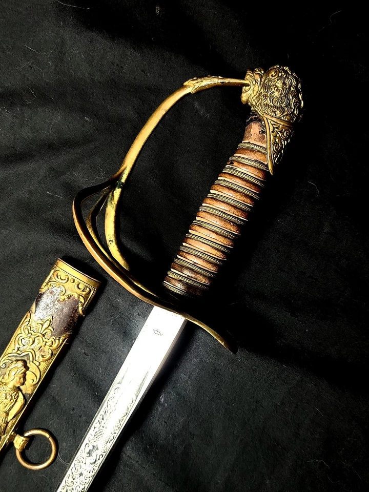 WWI US Cavalry Officer Sword M1873 Henderson Ames Presentation Grade Saber Named - Image 2 of 4