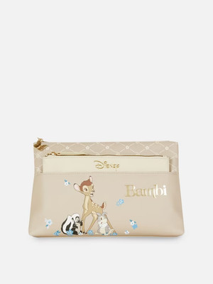 Disney x Primark Bambi 2-in-1 Wash Bag Set Make-up Cosmetic Pouch NWT