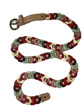 Fossil Southwest Leather Chain Link Women  s Belt Adj. Spice Tones Boho 40  S