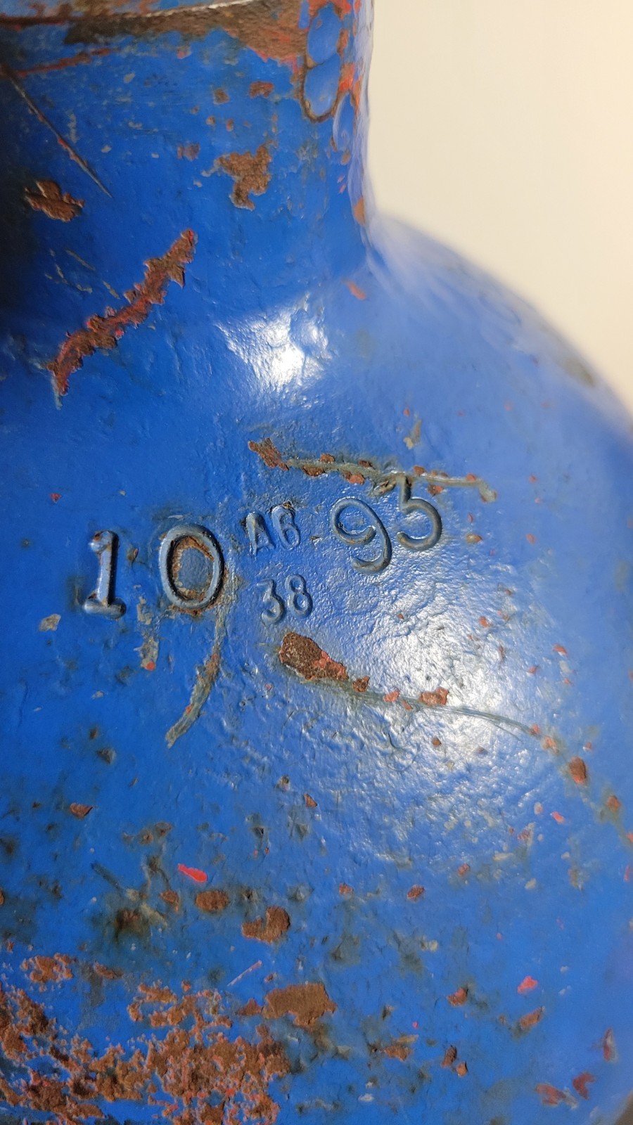 Empty Steel Gas Cylinder Tank Blue 24" DOT-3AA1800 ICC Vintage Sherwood Valve...