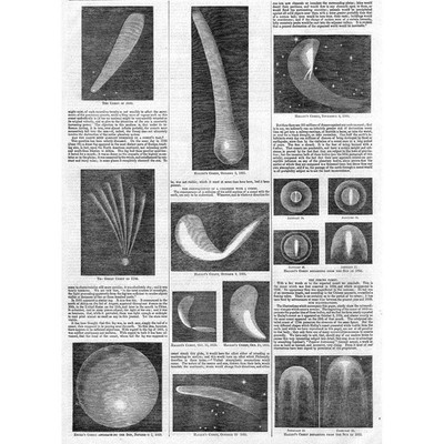 HALLEY'S COMET und Encke's Comet - Antikdruck 1857