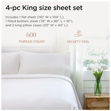 Luxury 600 TC King Sheets Set - Breathable Cotton Sateen