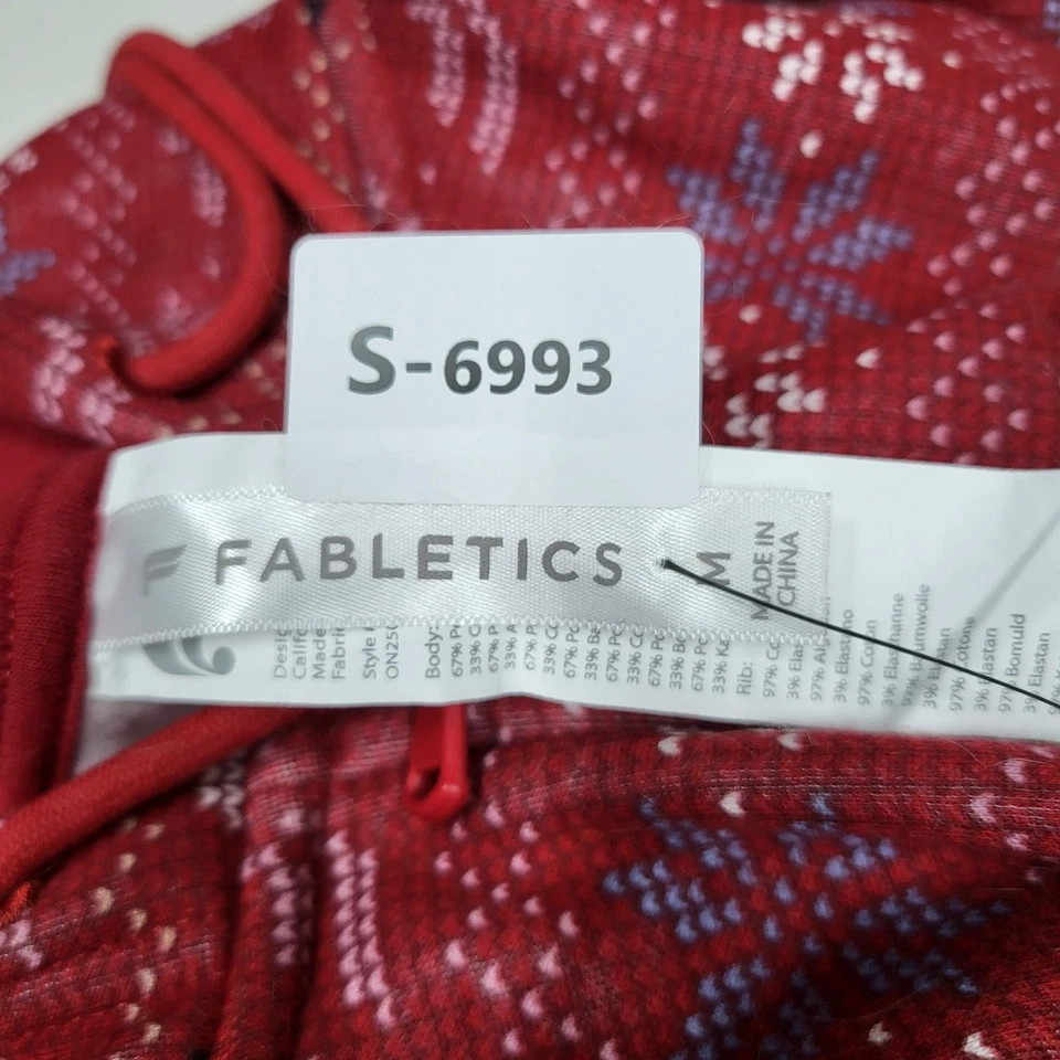 Fabletics Mujeres Ropa de Dormir M Rojo Con Capucha Fair Isle Vacaciones Pijama Mono Foto 2 de 4