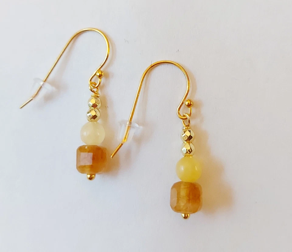 Orecchini in argento 925 oro pietre tormalina giada ematite dorata regalo Natale - Immagine 4 di 4