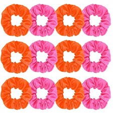 Silk Satin Scrunchies for Women Girls 12 PCS Pink and Orange Hair Scrunchies ...