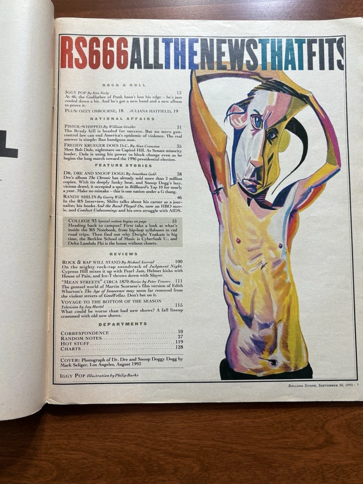 ROLLING STONE  Issue #666 9/30/93 Dr. Dre Snoop Dogg rap Hip Hop Osbourne - Image 3 of 4