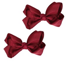 2 Pcs Burgundy 3 Inch Grosgrain Bow Alligator Clips for Little Girls Toddlers