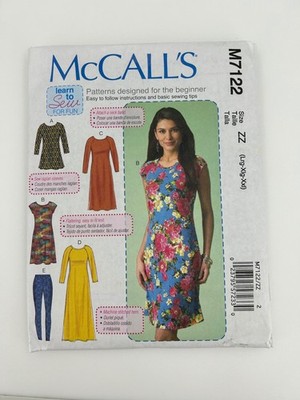 McCall's M7122 Tunic Dress Leggings Knit L-XXL Beginner Sewing Pattern Uncut
