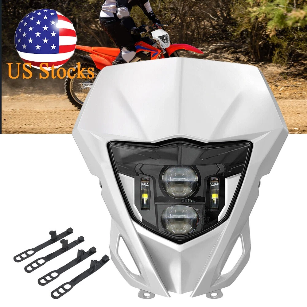 Phare Avant LED Pour Moto Dirt Bike/Cross - Compatible Honda CRF250F/450R/XR400 Etc. - Blanc 6000K