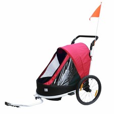 Rimorchio bici per bambini - carrozzina coperta 2 posti in alluminio fino a 36 k
