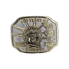 Vintage 1886-1986 100 Years Of Liberty Belt Buckle 3.5 x 2.75"