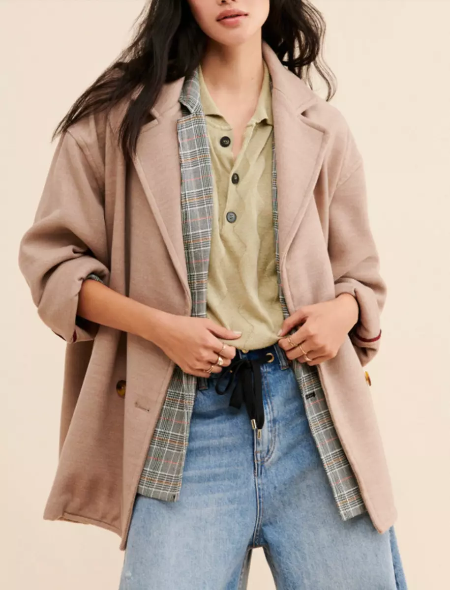 NWT Free People Hanna Super Soft Slouchy Blazer Camel Coat Jacket  Unstructured | eBay