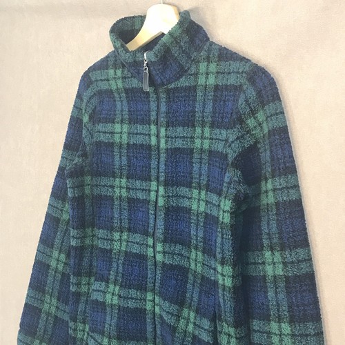 Uniqlo Womens Fleece Plaid Tartan Check Navy Green Full Zip Size XS - Picture 6 of 10