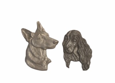 Vintage Cast Aluminum German Shepherd And Cocker Spaniel Plaques