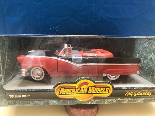 1956 FORD SUNLINER FIESTA RED  & BLACK  1/18 AMERICAN MUSCLE ERTL COLLECTIBLE - Picture 1 of 17